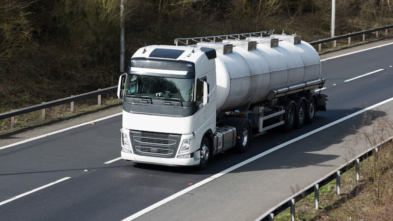 HGV tanker on the road as part of fleet management